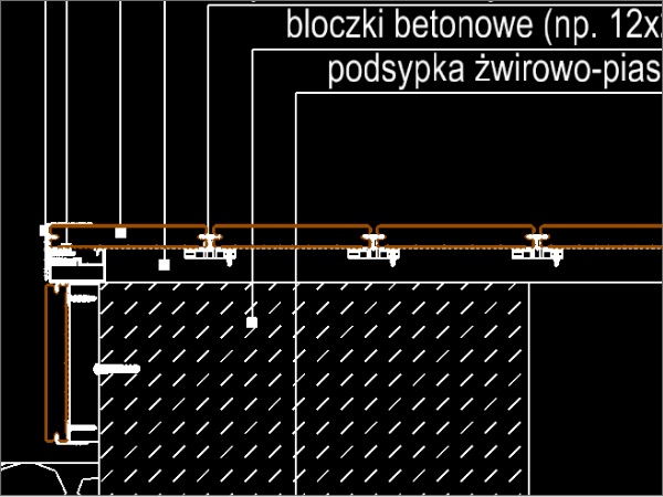Grafika przekroju montażu deski tarasowej Twinson